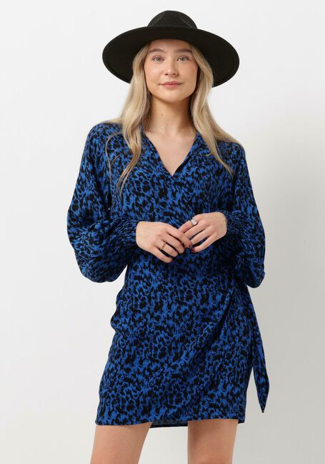 Blaue ALIX THE LABEL Minikleid LADIES WOVEN SKETCHY ANIMAL DRESS WITH KNOT - large