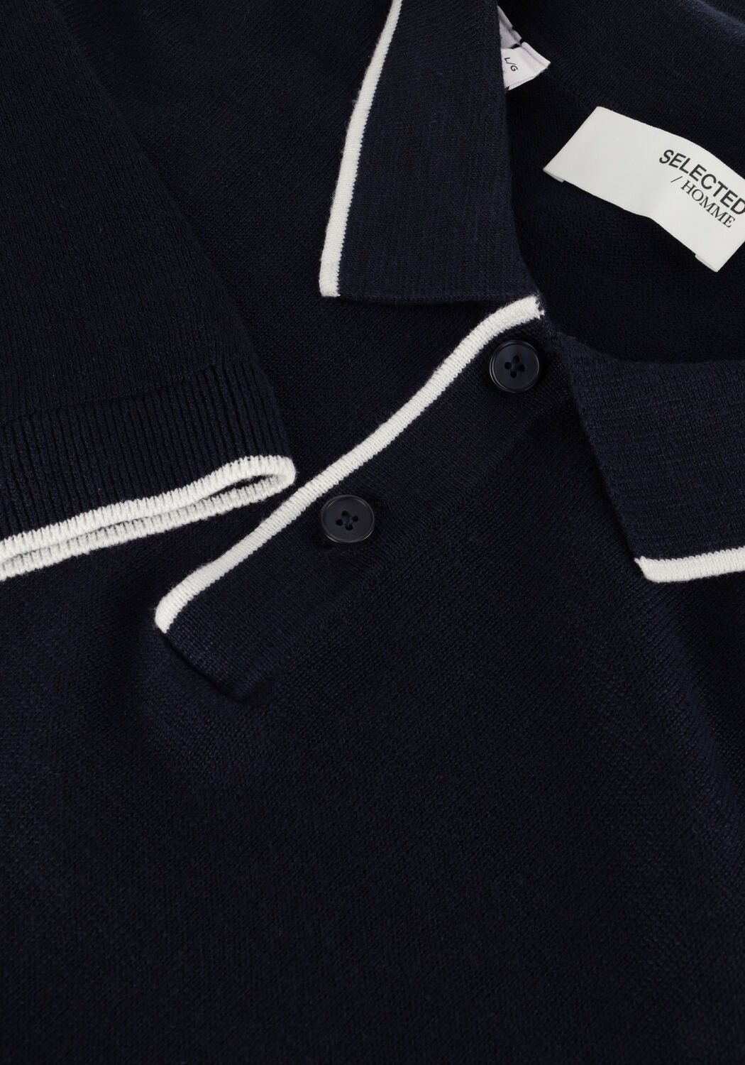 Dunkelblau SELECTED MEN Polo-Shirt SLHFAVE SPORT ZIP SS POLO NOOS - large