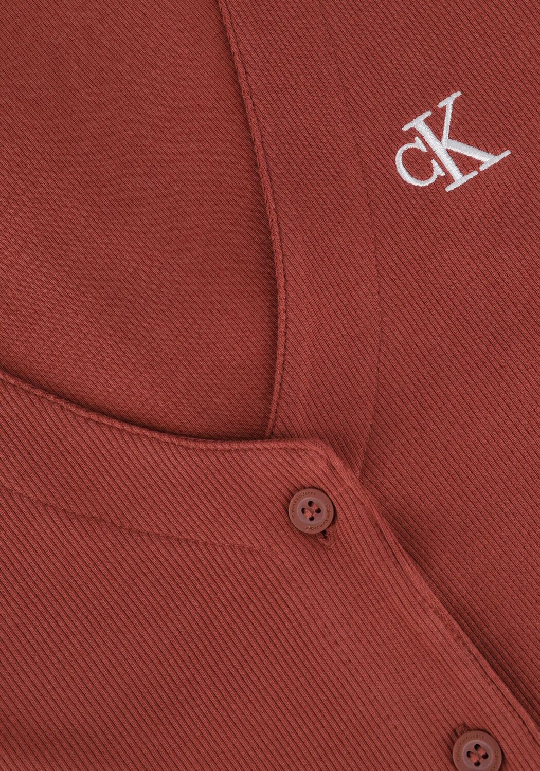 Braune CALVIN KLEIN Midikleid CK BUTTON THROUGH RIB LONG DRESS - large