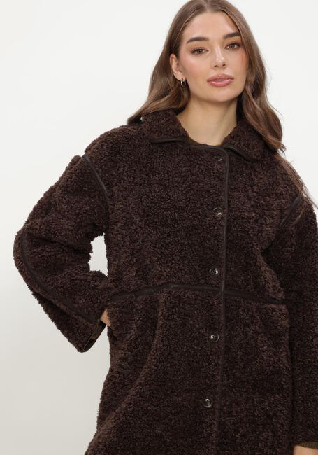 Braune NEO NOIR Teddy-Jacke SENTA FAUX FUR COAT - large