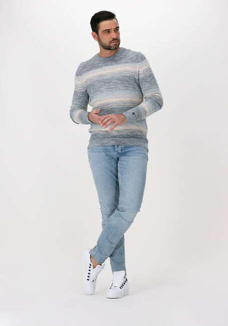 Blaue CAST IRON Pullover R-NECK COTTON SLUB STRIPE - large