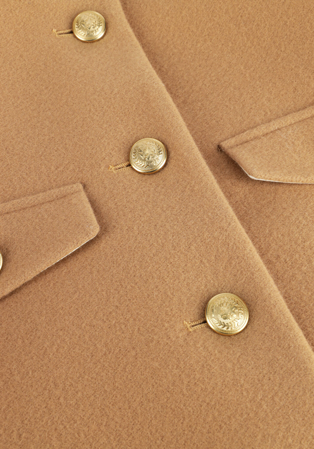 Braune TOMMY HILFIGER Jack CROP WOOL GOLD BUTTON JACKET - large