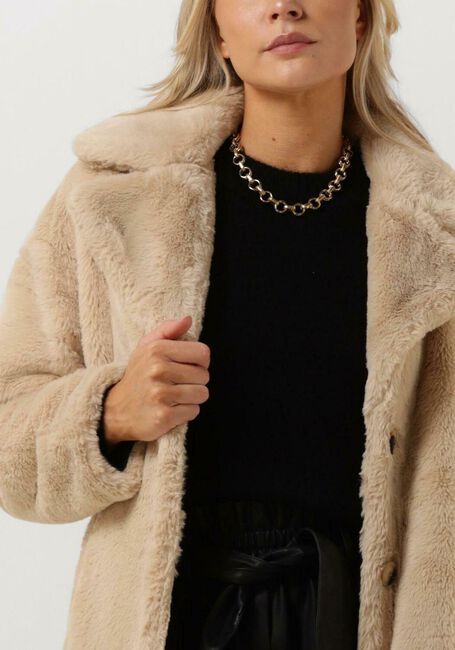 Ecru NOTRE-V Fake-Fur-Jack FUR COAT LONG - large
