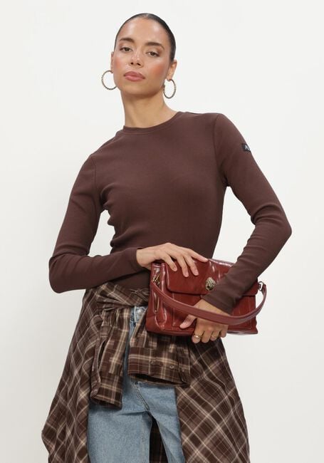 Braune ALIX THE LABEL Tops & T-shirts LADIES KNITTED RIB LONGSLEEVE T-SHIRT - large