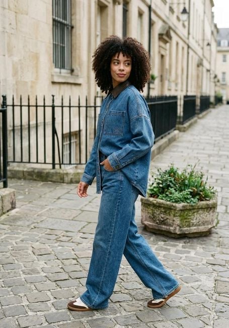 Blaue STUDIO AR Jeansjacke LIGIA DENIM - large