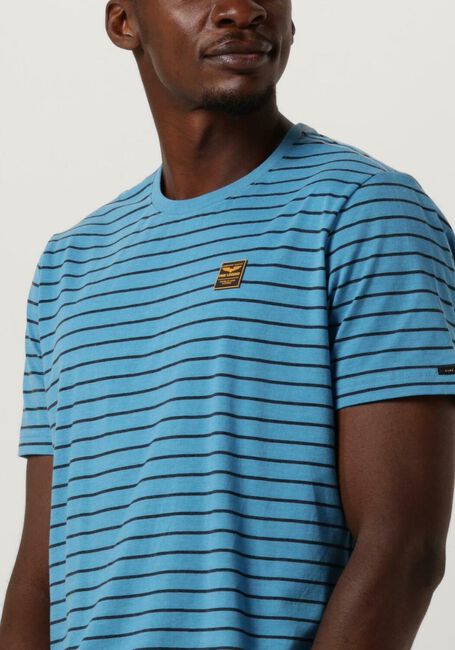 Blaue PME LEGEND T-shirt SHORT SLEEVE R-NECK YD MELANGE STRIPED JERSEY - large