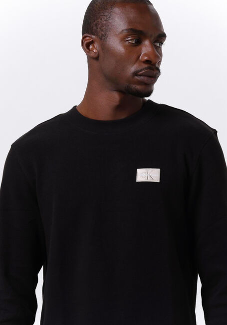 Schwarze CALVIN KLEIN Pullover SHRUNKEN BADGE LS WAFFLE TEE - large