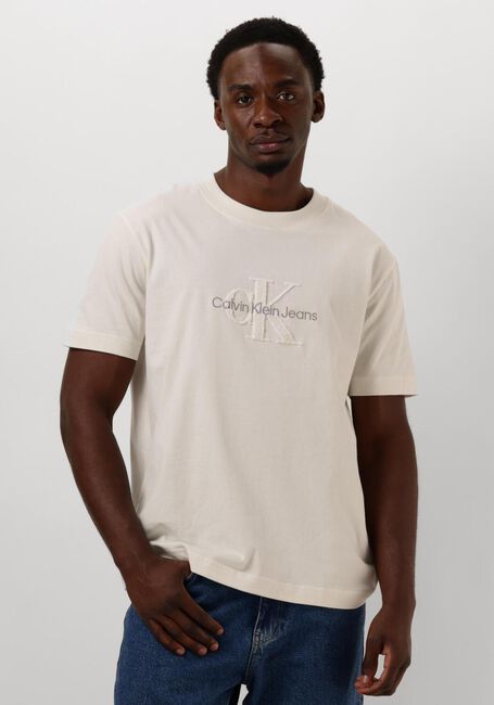 Weiße CALVIN KLEIN T-shirt CHENILLE MONOLOGO TEE - large