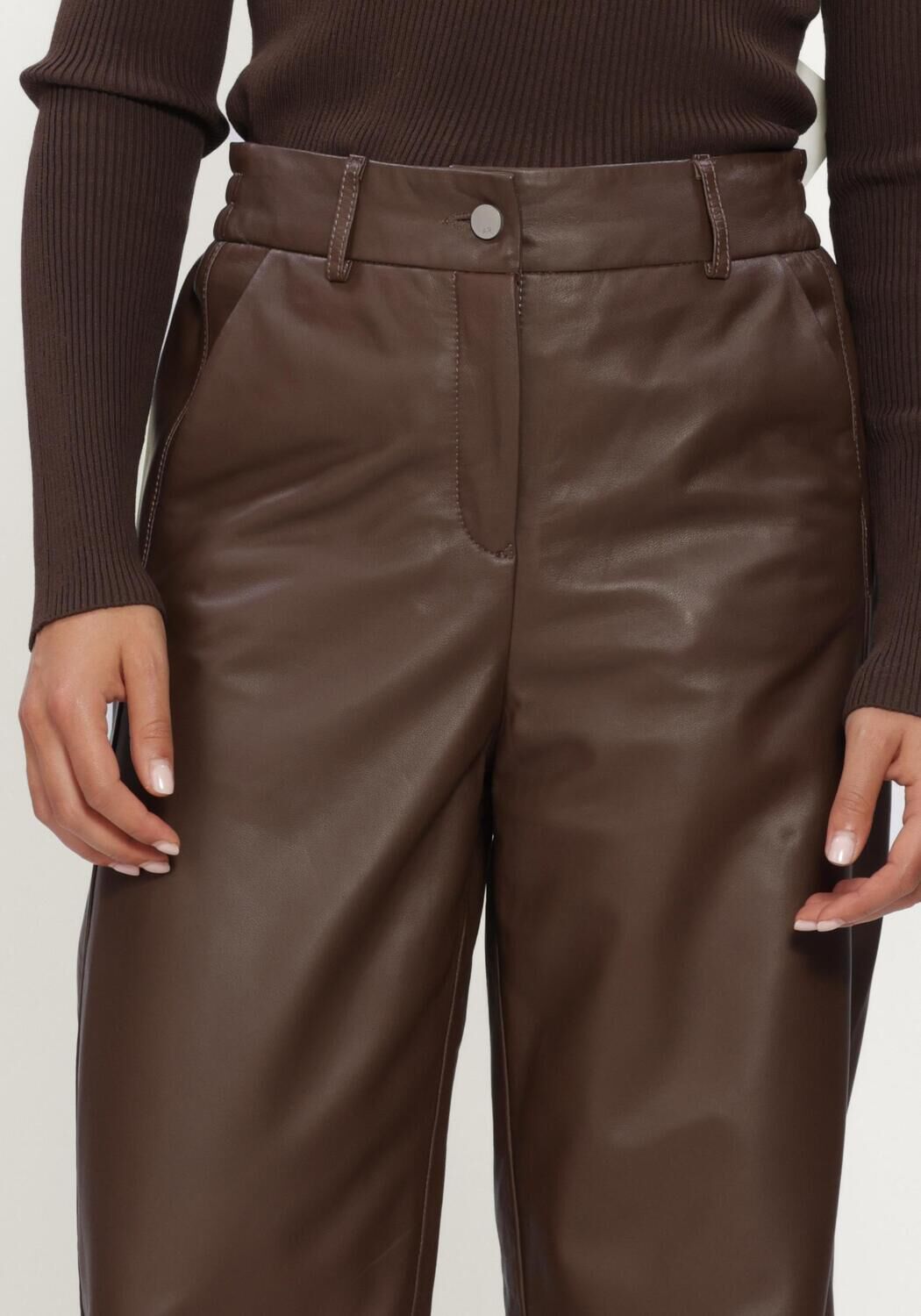 Braune STUDIO AR Weite Hose DAVINA SHEEP SOFT WAXED - large