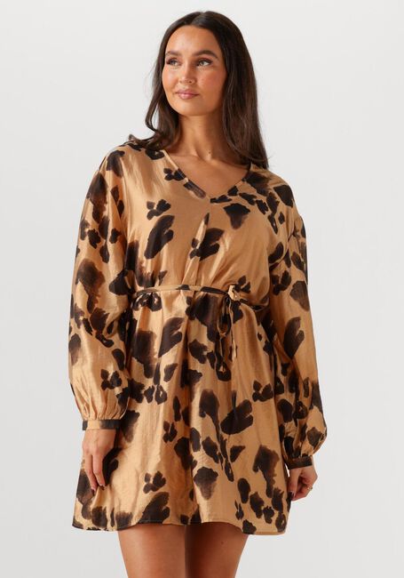 Camelfarbene MSCH COPENHAGEN Minikleid MSCHNILLA ROMINA SHORT DRESS AOP - large