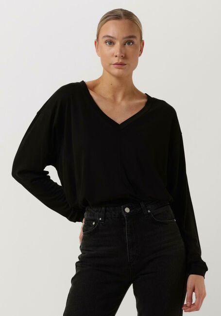 Schwarze SIMPLE Langarmshirts TAMYRA JER-MODAL-22-3 - large
