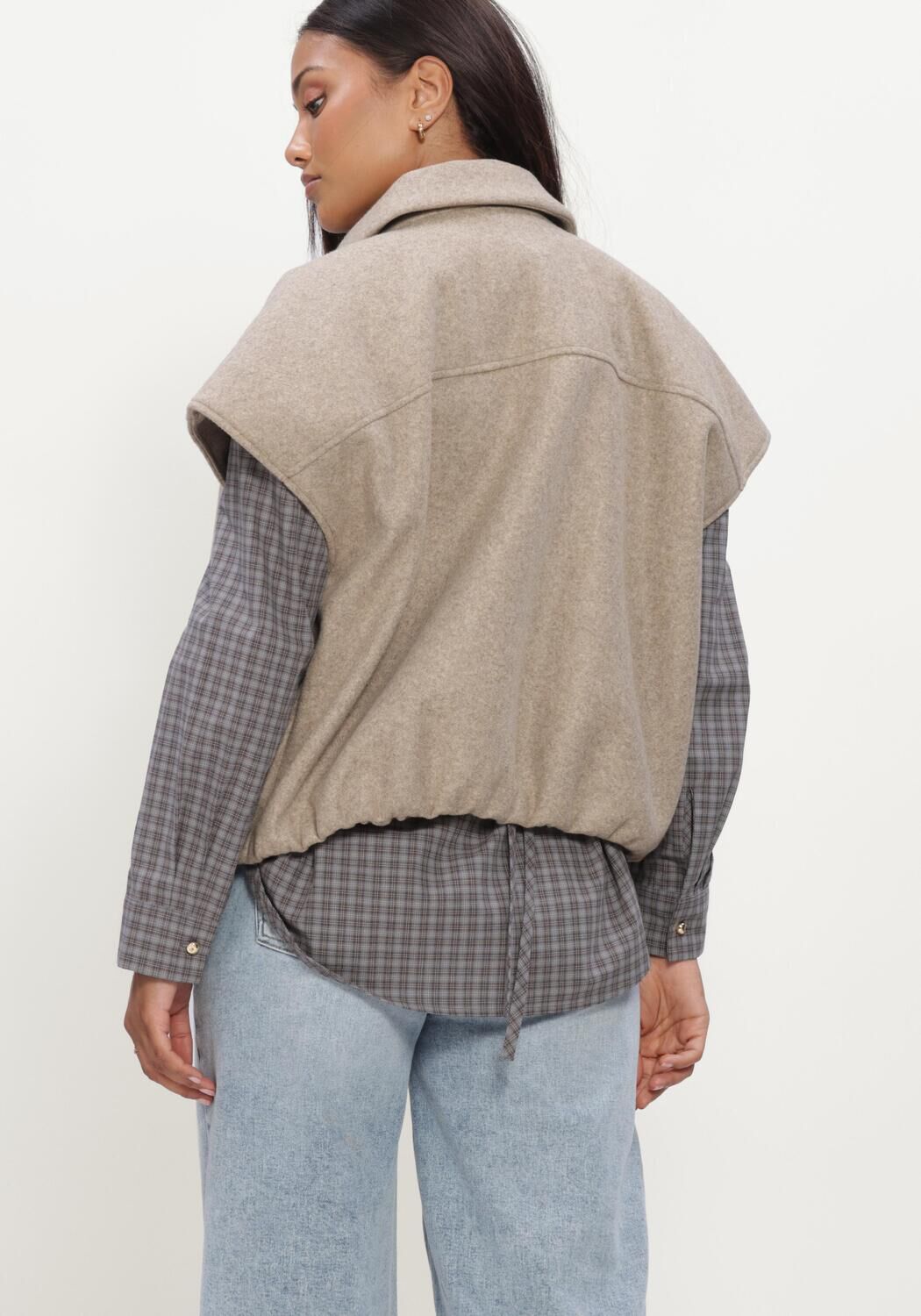 Beige MODSTR&Ouml;M Strickjacke CLEAMD VEST - large