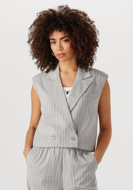Hellgrau ALIX THE LABEL Gilet LADIES WOVEN PINSTRIPE WAISTCOAT - large