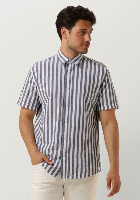 Blaue SELECTED HOMME Casual-Oberhemd SLHREGNEW-LINEN SHIRT SS CLASSIC - large