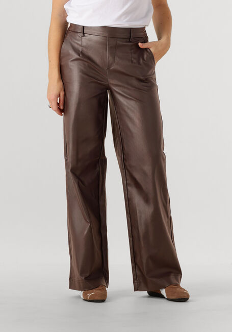 Braune OBJECT Weite Hose OBJMELBA LISA WIDE COATED PANT - large
