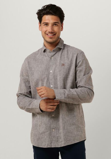 Braune VANGUARD Casual-Oberhemd LONG SLEEVE SHIRT LINEN COTTON BLEND 2 TONE - large