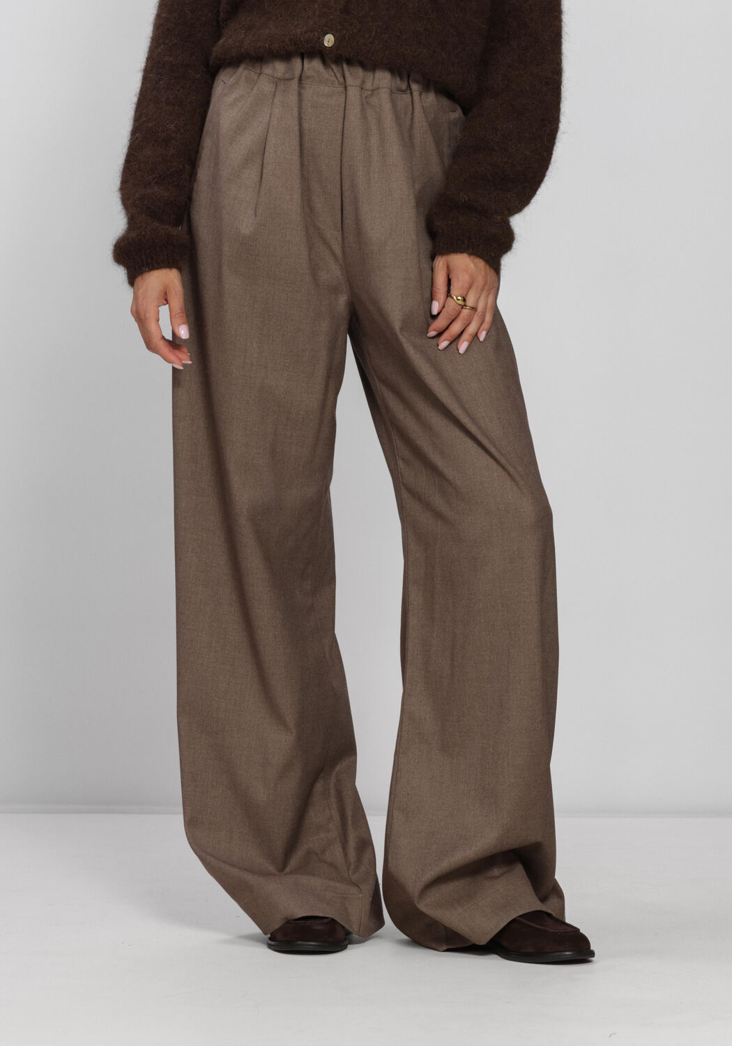 Taupe BY-BAR Weite Hose BENJI MELANGE PANTS - large