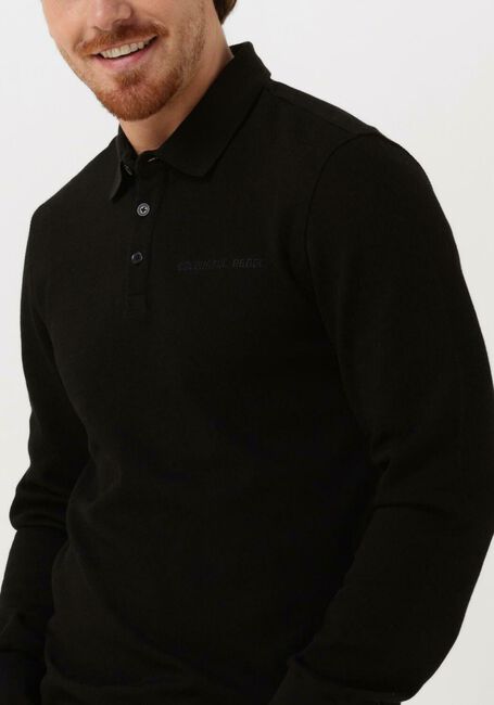 Schwarze COLOURFUL REBEL Polo-Shirt UNI STRUCTURE POLO LONGSLEEVE - large