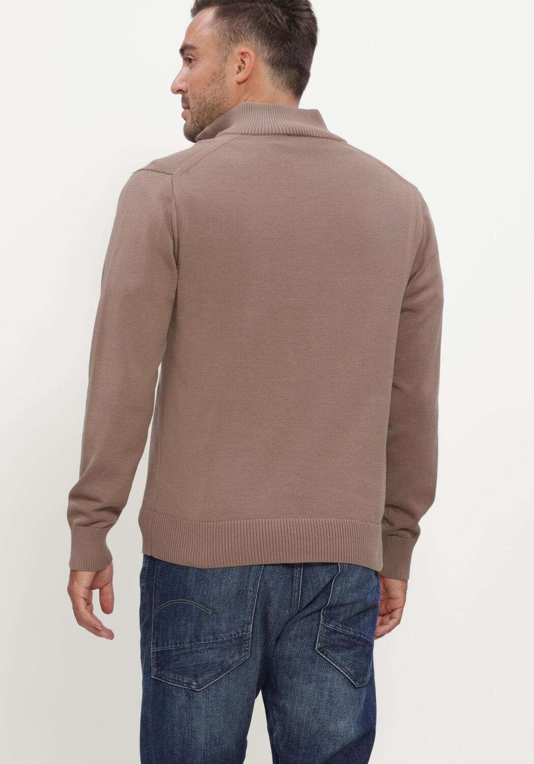 Camelfarbene G-STAR RAW Pullover CORE REFINED HALF ZIP KNIT - large