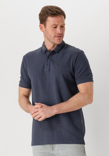 Blaue CAST IRON Polo-Shirt SHORT SLEEVE POLO POPCORN JERSEY MELANGE - large