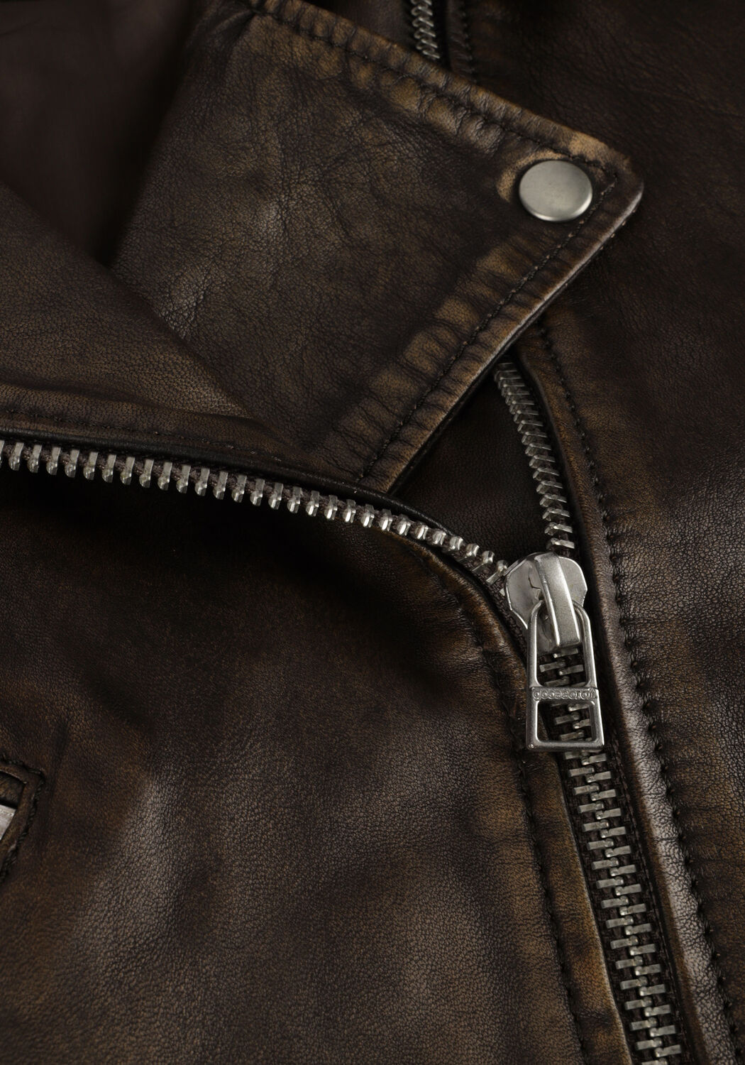 Dunkelgrau GOOSECRAFT Lederjack GC GALLOWAY BIKER - large