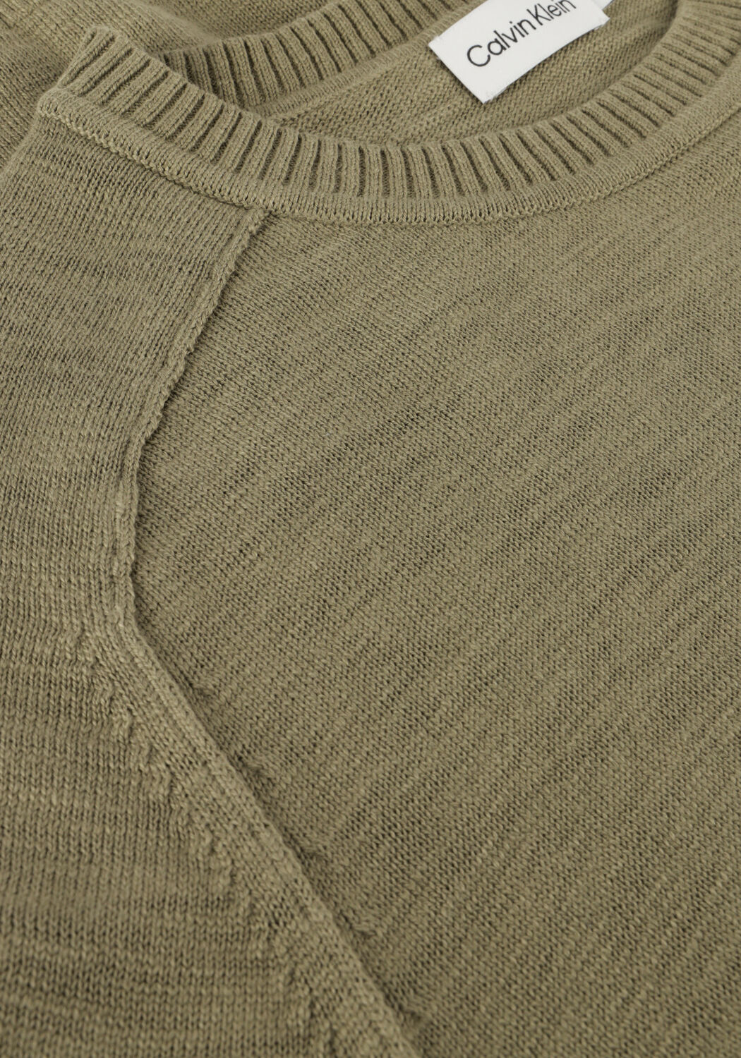 Khaki CALVIN KLEIN Pullover SLUB TEXTURE SWEATER - large
