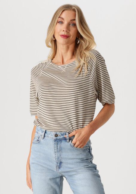 Beige BY-BAR T-shirt NEVA SMALL STRIPE TOP - large