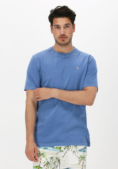 Hellblau SCOTCH & SODA T-shirt GARMENT-DYED CREWNECK TEE WITH EMBROIDERY LOGO - large