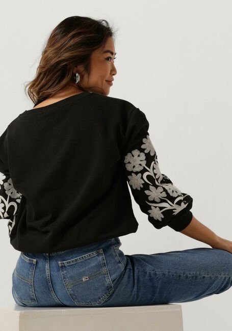 Schwarze SCOTCH & SODA Pullover EMBROIDERED SLEEVE SWEATSHIRT - large