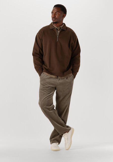 Braune SELECTED MEN Pullover SLHRELAXARON LS HALF ZIP SWEAT - large