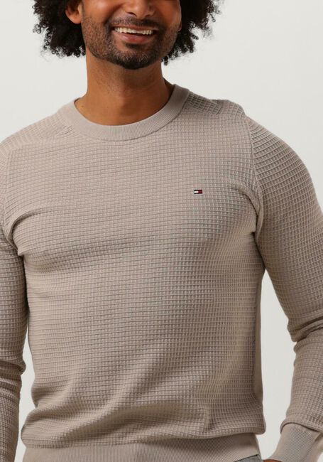 Beige TOMMY HILFIGER Pullover SPRING GRID STRUCTURED CREW NECK - large