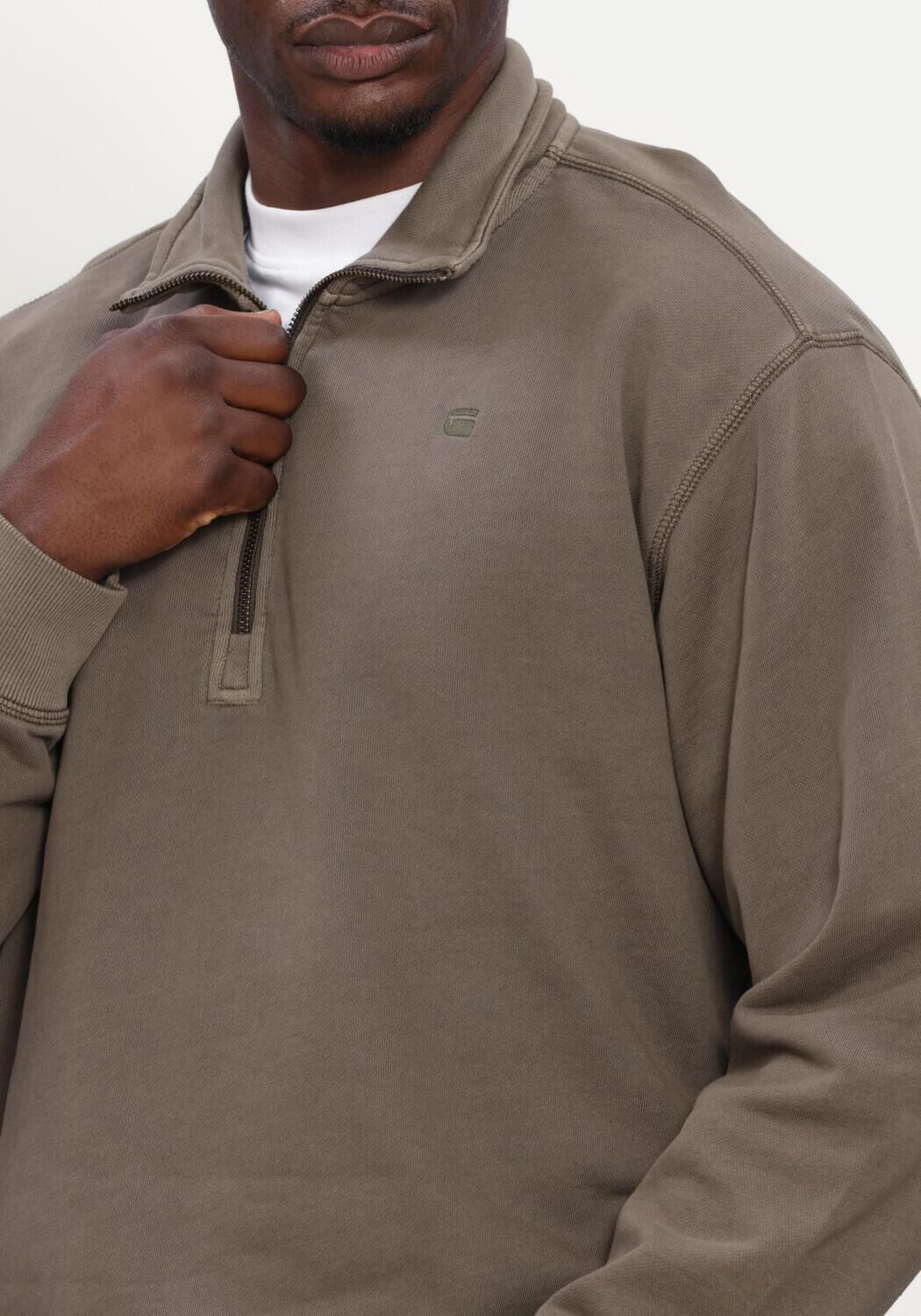Taupe G-STAR RAW Pullover UNIT WASHED HALF ZIP SW L\S - large