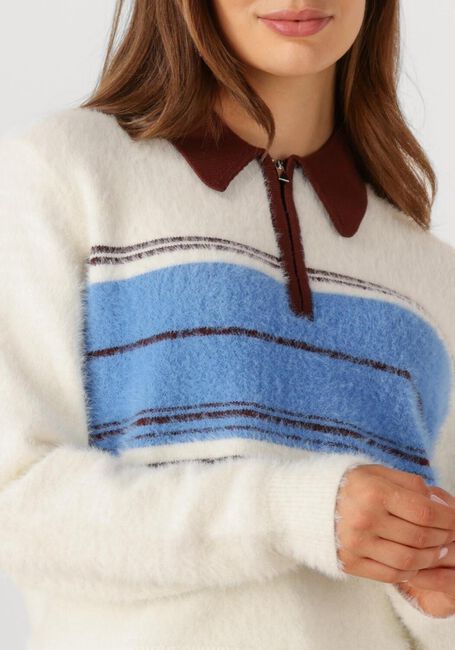 Ecru CO'COUTURE Pullover TORY STRIPE ZIP KNIT - large