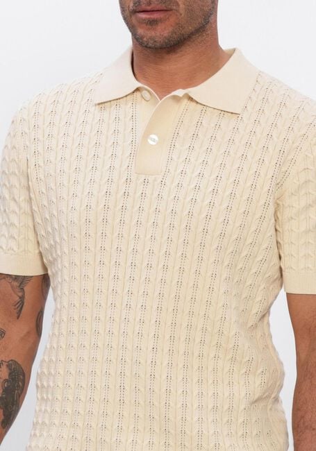 Ecru SELECTED MEN Polo-Shirt SLHMATTIS SS KNIT NEW CABLE  POLO - large