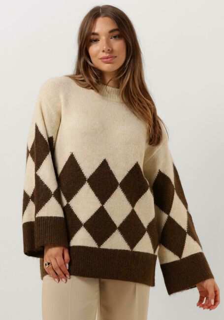 Sand OBJECT Pullover OBJPERLA GEROMIA KNIT PULLOVER - large