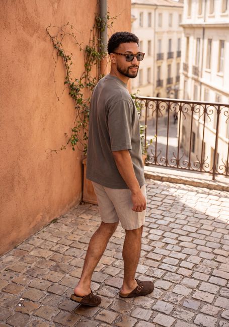 Sand SELECTED MEN Kurze Hose SLHREGULAR-BRODY LINEN BLD SHORTS NOOS - large