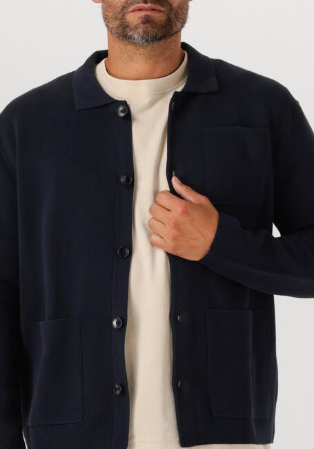 Dunkelblau SELECTED MEN Strickjacke SLHMIKE LIGHT LS KNIT RELAXED POLO CARDIGAN - large