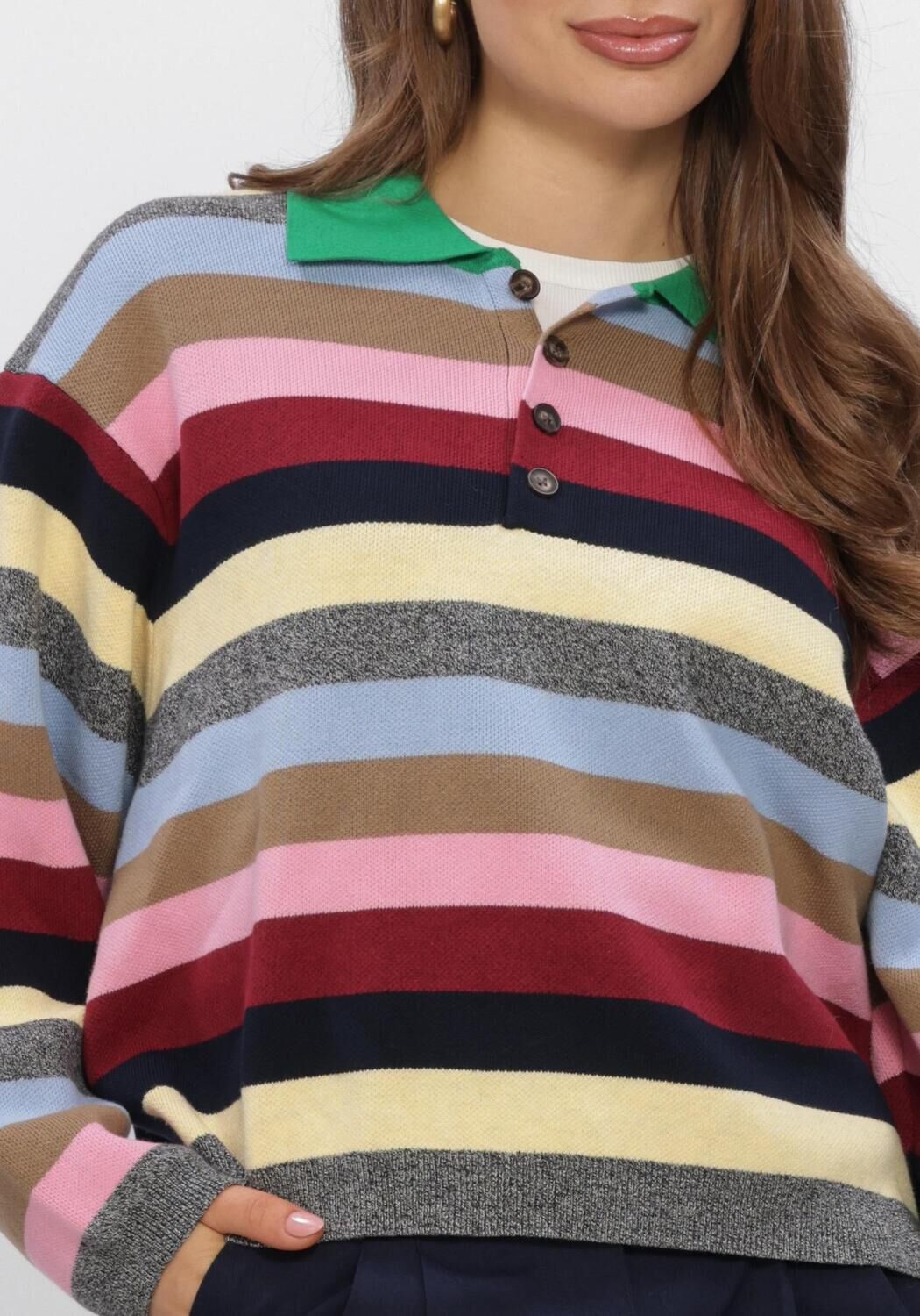 Mehrfarbige/Bunte BOII STUDIOS Pullover JISSE POLO MULTI KNIT - large