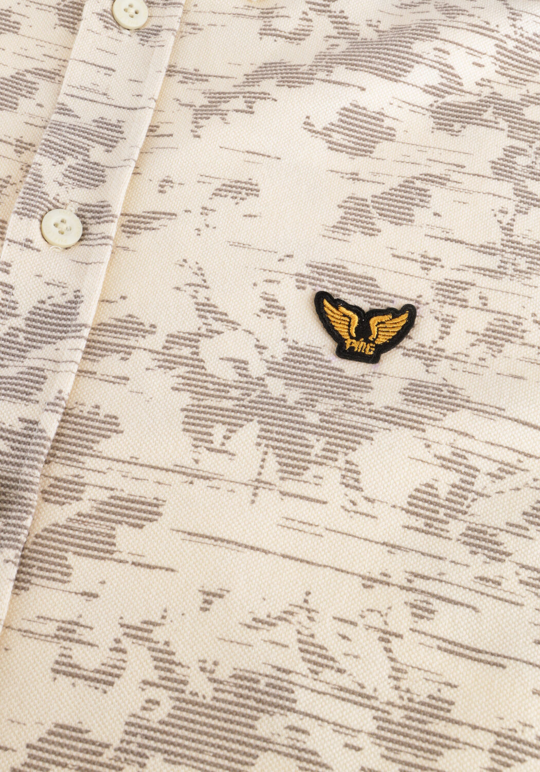Beige PME LEGEND Casual-Oberhemd SKYNIGHT S/S AOP DESERT FLOWER ON CTN JERSEY PIQUE - large