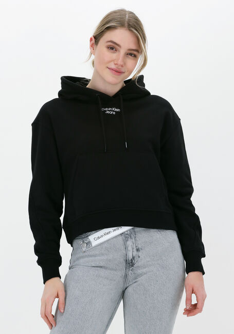 Schwarze CALVIN KLEIN Sweatshirt STACKED LOGO HOODIE - large