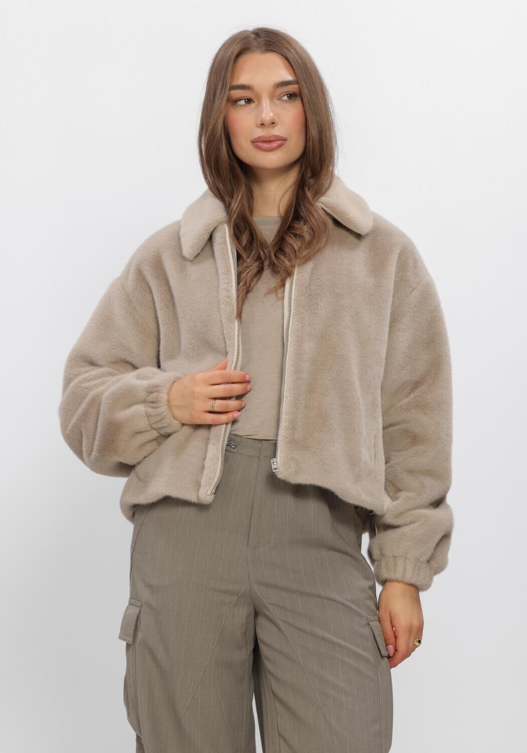 Beige WITHBLACK Fake-Fur-Jack WBLNOHR FAUX FUR JACKET - large