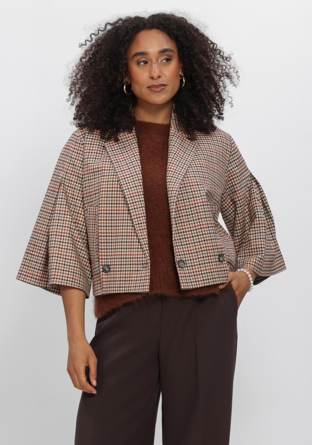 Braune SUMMUM Jack BLAZER CHECK GOJI BERRY - large