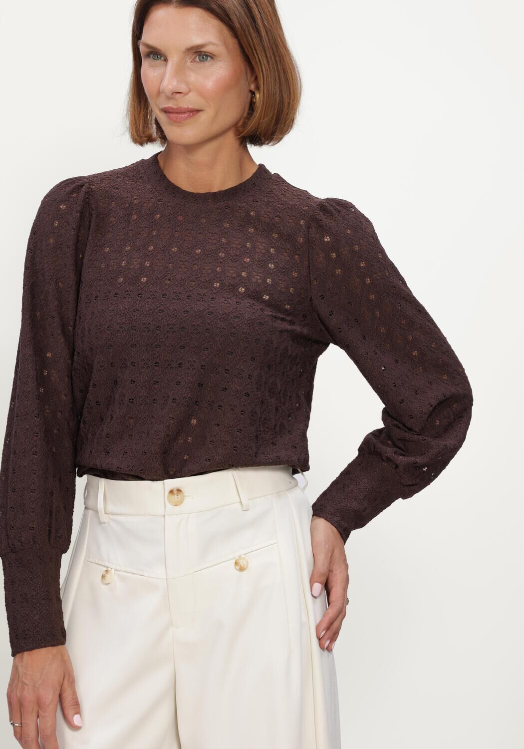 Braune OBJECT Pullover OBJLAILA L/S RE TOP NOOS - large