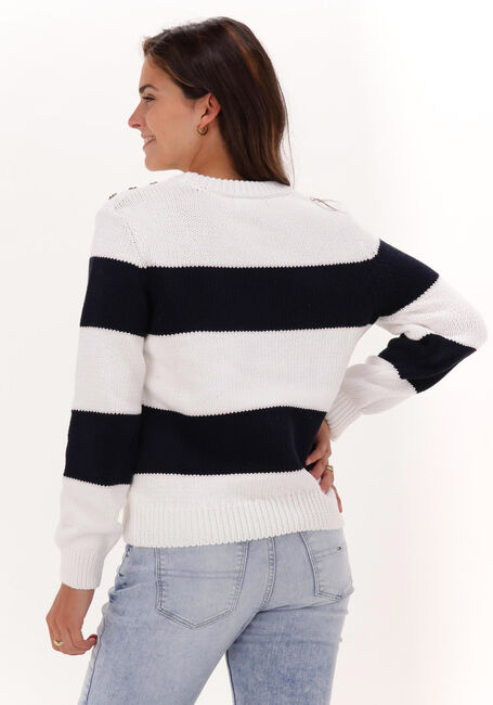 Weiße TOMMY HILFIGER Pullover STRIPED BUTTON C-NK SWEATER - large