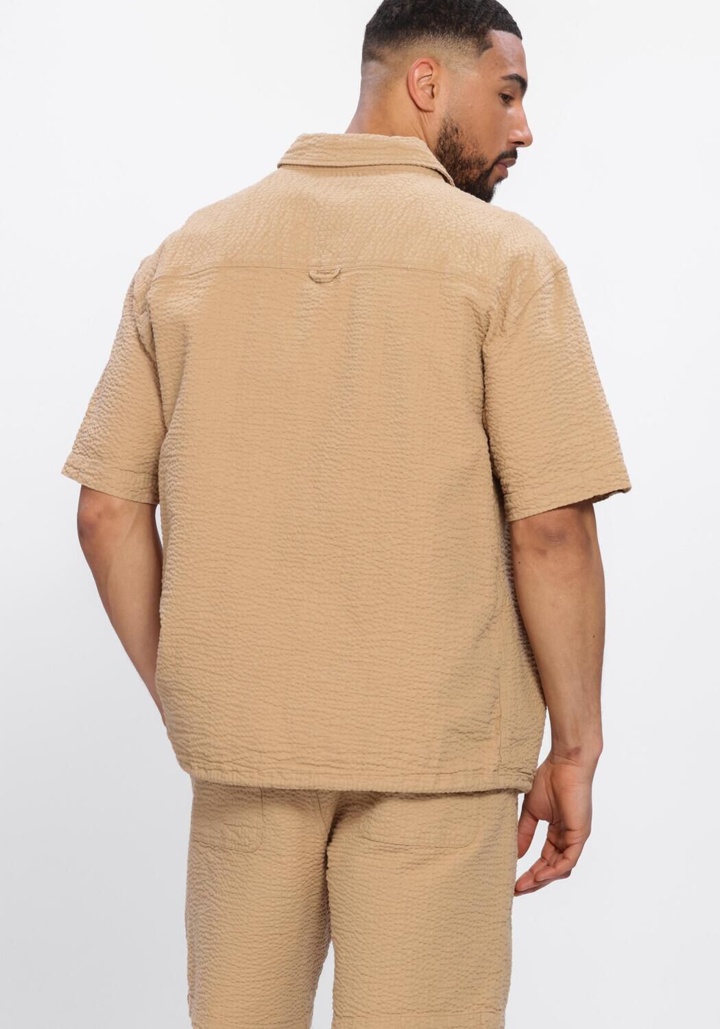 Beige ANERKJENDT Casual-Oberhemd AKOTTO SEERSUCKER SS OVERSHIRT - large