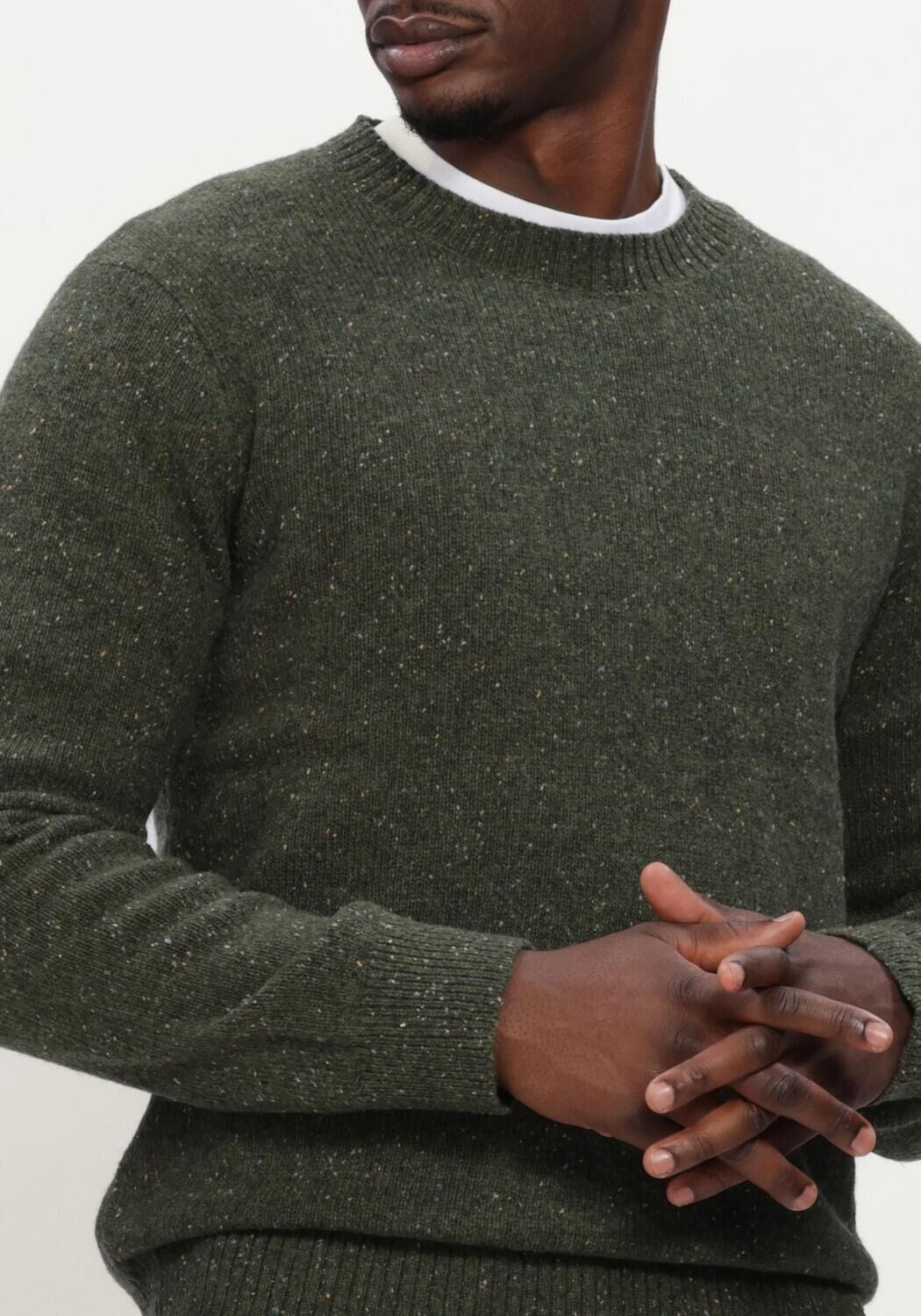 Gr&uuml;ne SELECTED MEN Pullover LMNEIL LS KNIT NEPS CREW NECK - large