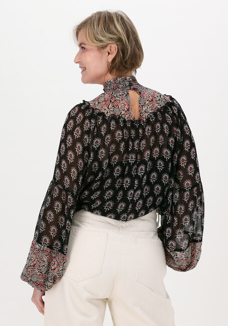 Schwarze SUMMUM Top TOP HIGH NECK ORNAMENT VISCOSE - large