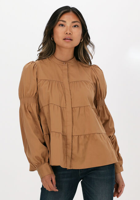 Camelfarbene LEVETE ROOM Blusen ISLA SOLID 15 - large