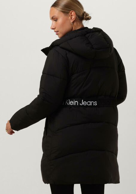 Schwarze CALVIN KLEIN Wattierte Jack LOGO BELT LONG PUFFER - large