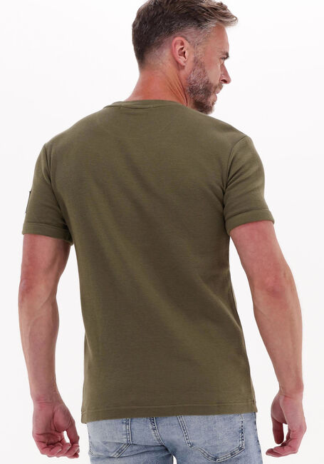 Olive CALVIN KLEIN T-shirt MONOGRAM BADGE WAFFLE SS TEE - large